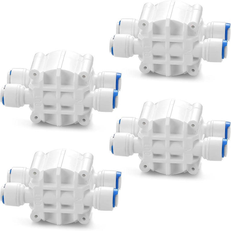 Colingmill 4 Pack 1/4 Inch Tube Automatic Shut off Valve, with Quick Connect Fittings, for Ro Reverse Osmosis Water Filter System, White - Image 1